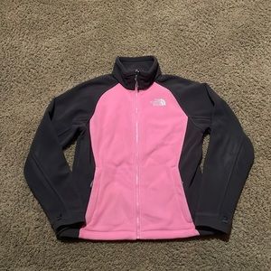 North Face Pink & gray Women’s soft zip jacket Size Small